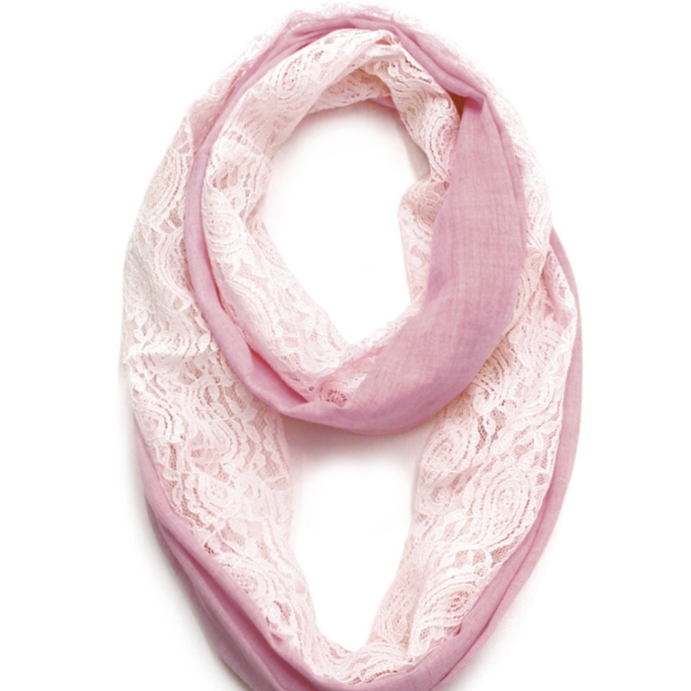 3/$20 Lace Dusty Pink & Ivory Paisley Lightweight Infinity Loop Scarf Elegant